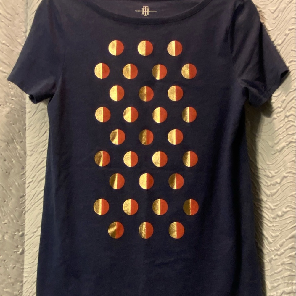 Tommy Hilfiger Navy Relaxed Fit Logo Tee with Subtle Print